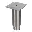 Picture of 2" OD x 6" H Stainless Steel Heavy Duty Equipment Leg With 3-1/2" Square Welded Mounting Plate And 3" Adjustable Black Nylon Toe