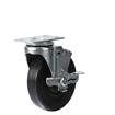 Picture of Standard Duty 1-3/4" x 3" Plate Caster With 5" Black Rubber Wheel With Brake