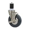 Picture of Medium Duty Stainless Steel 1-1/2" Expanding Stem Caster With 5" Gray Rubber Wheel With Brake