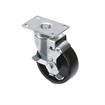 Picture of Medium Duty 2-3/8" x 3-5/8"  Plate Caster With 4" Black Polyolefin Wheel With Brake