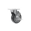 Picture of Medium Duty 2-3/8" x 3-5/8"  Plate Caster With 4" Blue Polyurethane Wheel With Brake