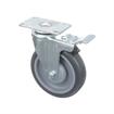 Picture of Medium Duty 2-3/8" x 3-5/8"  Plate Caster With 5" Gray Polyurethane Wheel With Top Brake