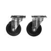 Picture of Caster Kit, Medium Duty 2-3/8" x 3-5/8" Plate Caster With 4" Black Polyolefin Wheel, 2 Brake And 2 Non-Brake In Retail Box