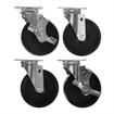 Picture of Caster Kit, Medium Duty 2-3/8" x 3-5/8" Plate Caster With 5" Black Polyolefin Wheel, 2 Brake And 2 Non-Brake In Retail Box