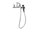 Picture of Encore® 8" OC. Brass Chrome Plated Wall Mount Utility Spray Assembly Angled Spray Head Add on Faucet with 12" Spout and 96" Hose