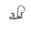 Picture of Encore® 8" OC. Brass Chrome Plated Wall Mount Faucet with 6-1/2" Rigid Gooseneck Spout