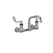 Picture of Encore® 8" OC. Brass Chrome Plated Wall Mount Faucet with 6" Swivel Spout 4" Wrist Blade Handles