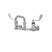 Picture of Encore® 8" OC. Brass Chrome Plated Wall Mount Faucet with 6" Swivel Spout 4" Wrist Blade Handles