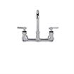 Picture of Encore® 8" OC. Brass Chrome Plated Wall Mount Faucet Ceramic Valves with 3-1/2" Swivel Gooseneck Spout