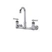 Picture of Encore® 8" OC. Brass Chrome Plated Wall Mount Faucet Ceramic Valves with 3-1/2" Swivel Gooseneck Spout