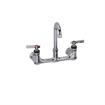 Picture of Encore® 8" OC. Brass Chrome Plated Wall Mount Faucet Ceramic Valves with 3-1/2" Swivel Gooseneck Spout