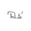 Picture of Encore® 8" OC. Brass Chrome Plated Wall Mount Faucet Ceramic Valves with 10" Swivel Spout 4" Wrist Blade Hnadles