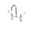 Picture of Encore® 8" OC Brass Chrome Plated Deck Mount Faucet 6" Swivel Gooseneck Spout and 4" Wrist Blade Handles
