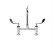 Picture of Encore® 8" OC Brass Chrome Plated Deck Mount Faucet 6" Swivel Gooseneck Spout and 4" Wrist Blade Handles