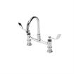 Picture of Encore® 8" OC Brass Chrome Plated Deck Mount Faucet 6" Swivel Gooseneck Spout and 4" Wrist Blade Handles