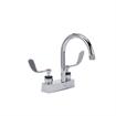 Picture of Encore® Brass Chrome Plated 4" OC Centerset Deck Mount Faucet with 6" Rigid Gooseneck Spout and 4" Wrist Blade Handles