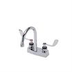 Picture of Encore® Brass Chrome Plated 4" OC Centerset Deck Mount Faucet with 6" Rigid Gooseneck Spout and 4" Wrist Blade Handles