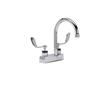 Picture of Encore® Brass Chrome Plated 4" OC Deck Mount Faucet Ceramic Valves with 6" Rigid Gooseneck Spout 4" Wrist Blade Handles
