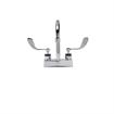 Picture of Encore® Brass Chrome Plated 4" OC Deck Mount Faucet Ceramic Valves with 6" Rigid Gooseneck Spout 4" Wrist Blade Handles