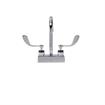 Picture of Encore® Brass Chrome Plated 4" OC Deck Mount Faucet Ceramic Valves with 6" Rigid Gooseneck Spout 4" Wrist Blade Handles