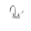 Picture of Encore® Brass Chrome Plated 4" OC Deck Mount Faucet Ceramic Valves with 6" Rigid Gooseneck Spout 4" Wrist Blade Handles
