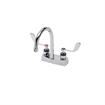 Picture of Encore® Brass Chrome Plated 4" OC Deck Mount Faucet Ceramic Valves with 6" Rigid Gooseneck Spout 4" Wrist Blade Handles