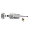 Picture of -1/8 to 3/8" Offset Satin Chrome Walk-In Cooler Door Safety Latch with Cylinder Lock and Strike
