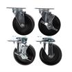 Picture of Caster Kit, Medium Duty 4” x 4” Universal Mounting Plate, 5" Black Polyolefin Wheel, 2 Brake And 2 Non-Brake, 4 Pack