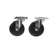 Picture of Caster Kit, Medium Duty 4” x 4” Universal Mounting Plate, 5" Black Polyolefin Wheel, 2 Brake And 2 Non-Brake, 4 Pack