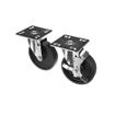 Picture of Caster Kit, Medium Duty 4” x 4” Universal Mounting Plate, 5" Black Polyolefin Wheel, 2 Brake And 2 Non-Brake, 4 Pack