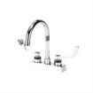 Picture of Encore 4" OC Deck Mount Faucet Ceramic Valves with 6" Swivel Gooseneck Spout and 4" Wrist Blade Handles, retail Packaging