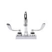 Picture of Encore 4" OC Deck Mount Faucet Ceramic Valves with 6" Swivel Gooseneck Spout and 4" Wrist Blade Handles, retail Packaging