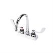Picture of Encore 4" OC Deck Mount Faucet Ceramic Valves with 6" Swivel Gooseneck Spout and 4" Wrist Blade Handles, retail Packaging