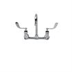 Picture of Encore® 8" OC. Brass Chrome Plated Wall Mount Faucet with 6-1/2" Rigid Gooseneck Spout 4" Wrist Blade Handles