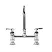 Picture of Encore® 8" OC Brass Chrome Plated Deck Mount Faucet Ceramic Valves with 6" Swivel Gooseneck Spout, Retail Packaging