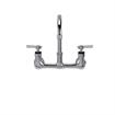 Picture of Encore® 8" OC. Brass Chrome Plated Wall Mount Faucet Ceramic Valves with 6" Swivel Gooseneck Spout, Retail Packaging