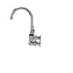 Picture of Encore® 8" OC. Brass Chrome Plated Wall Mount Faucet Ceramic Valves with 6" Swivel Gooseneck Spout, Retail Packaging