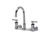 Picture of Encore® 8" OC. Brass Chrome Plated Wall Mount Faucet Ceramic Valves with 6" Swivel Gooseneck Spout, Retail Packaging