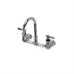 Picture of Encore® 8" OC. Brass Chrome Plated Wall Mount Faucet Ceramic Valves with 6" Swivel Gooseneck Spout, Retail Packaging