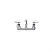 Picture of Encore® 8" OC. Brass Chrome Plated Wall Mount Faucet with 6" Swivel Spout Lever Handles and Retail Packaging
