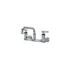 Picture of Encore® 8" OC. Brass Chrome Plated Wall Mount Faucet with 6" Swivel Spout Lever Handles and Retail Packaging