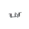 Picture of Encore® 8" OC. Brass Chrome Plated Wall Mount Faucet with 6" Swivel Spout Lever Handles and Retail Packaging