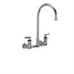 Picture of Encore® 8" OC. Brass Chrome Plated Wall Mount Faucet with 8" Swivel Gooseneck Spout Lever Handles and Retail Packaging