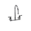 Picture of Encore® 8" OC. Brass Chrome Plated Wall Mount Faucet with 8" Swivel Gooseneck Spout Lever Handles and Retail Packaging