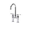 Picture of Encore® 4" OC Brass Chrome Plated Elevated Deck Mount Faucet with 6" Swivel Gooseneck Spout, Lever Handles and Retail Packaging