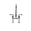 Picture of Encore® 4" OC Brass Chrome Plated Elevated Deck Mount Faucet with 6" Swivel Gooseneck Spout, Lever Handles and Retail Packaging
