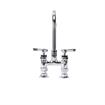 Picture of Encore® 4" OC Brass Chrome Plated Elevated Deck Mount Faucet with 6" Swivel Gooseneck Spout, Lever Handles and Retail Packaging