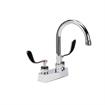 Picture of Encore® Brass Chrome Plated 4" OC Deck Mount Faucet Ceramic Valves with 6" Swivel Gooseneck Spout 4" Wrist Blade Handles