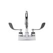 Picture of Encore® Brass Chrome Plated 4" OC Deck Mount Faucet Ceramic Valves with 6" Swivel Gooseneck Spout 4" Wrist Blade Handles