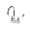 Picture of Encore® Brass Chrome Plated 4" OC Deck Mount Faucet Ceramic Valves with 6" Swivel Gooseneck Spout 4" Wrist Blade Handles